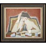 Henri Julien Seigle (French, b. 1911), "Femme Accoudee", oil on canvas, signed lower right, signed