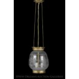 American Gilt-Brass and Engraved Glass Hall Lantern, fourth quarter 19th century, the globe