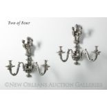 Set of Four French Silvered-Bronze Sconces in the Louis XIV Taste, each with a baluster-form,