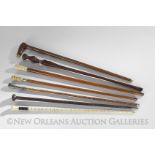 Collection of Seven Walking Sticks, 19th/20th century, primarily Victorian, the collection including