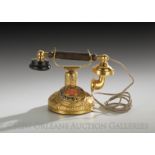 Elaborate Kellogg, Chicago, Brass Desk Phone, second quarter 20th century, molded with repousse