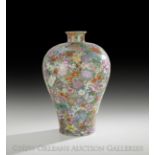 Chinese Porcelain Mille Fleur Vase, Meiping, Qing Dynasty (1644-1911), late 19th/early 20th century,