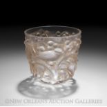R. Lalique "Avallon" Sepia-Patinated Glass Vase, ca. 1927, French, molded with birds on branches