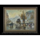 Paul Renard (French, 20th Century), "Parisian Street Scene", oil on canvas, signed lower right,