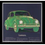 Andy Warhol (American, 1928-1987), "Lemon Volkswagen", from the Ads Series, screenprint in