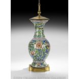 Chinese Wucai Porcelain Vase, Qing Dynasty (1644-1911), probably 18th/19th century, now mounted as a