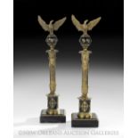 Unusual Pair of French Gilt-Bronze and Ebonized Wood Column-Form Garnitures, fourth quarter 19th