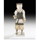 Chinese Painted Pottery Soldier, Han Dynasty (206 BC-220 AD), the painted terracotta figure of a