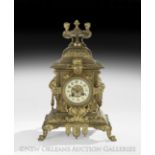 French Gilt-Bronze Mantel Clock of Louis XIV Inspiration, fourth quarter 19th century, resting on
