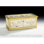 French Silvered and Gilt-Metal Box, first quarter 20th century, the silvered box with gilt trim