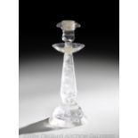 Continental Rock Crystal Candlestick, 20th century, on a stepped base, with a tapered and faceted