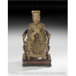 Chinese Giltwood Figure of a Seated Immortal, Qing Dynasty (1644-1911), probably 19th century, in