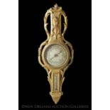 Directoire Giltwood Barometer, fourth quarter 18th century, mounted with a thermometer beneath the