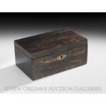 Victorian Zebrawood Bezique Box, fourth quarter 19th century, designed to hold cards for playing