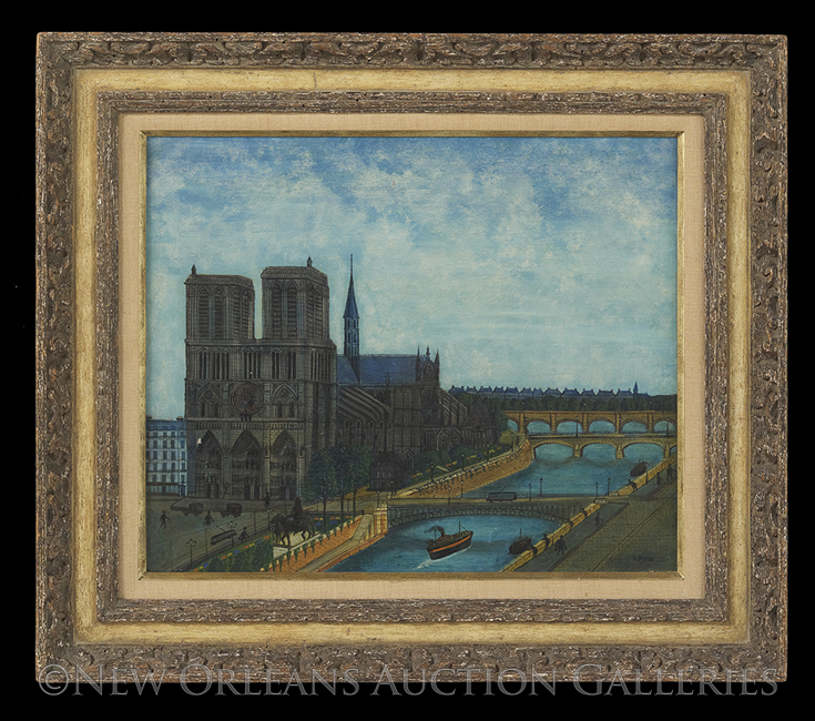 Louis Vivin (French, 1861-1936), "Notre Dame de Paris et la Seine", ca. 1920, oil on canvas,