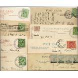 Postmarks on Postcards (19) Incl. 7 Rubbers, TPO, Plus some foreign cards with adhesives.