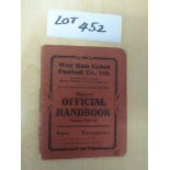 West Ham Utd Official Handbook season 1929-30, sl. rounded corners, sl. foxing, generally in good