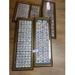 Cigarette cards set in frames, Caged Birds, Kings & Queens, and others, all vgc.