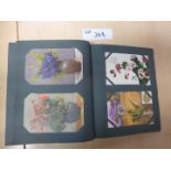 Album of 150+ cards, a lot of Flowers – German and Tucks, military cards and oilette cards of fish.