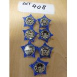 Ipswich Town plastic star badges early 1960’s (7) incl Crawford, Elsworthy, Moran, all vgc.