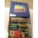 Hornby ‘O’ gauge boxed set MI passenger set – box poor condition but Engine etc seem all vgc.