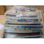 Matchbox/Airfix model kits QE2, Lockheed Hudson, SS France etc, ships in long but battered boxes,