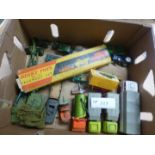 Dinky, mostly bigger tankers, tanks etc, good lot in box.