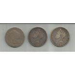 GB – George III crowns, 1818, 1822, 1821, good cond.