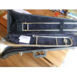 Musical Instruments –Trombone in Bb – No manufacturers name no apparent dings or dents and silver