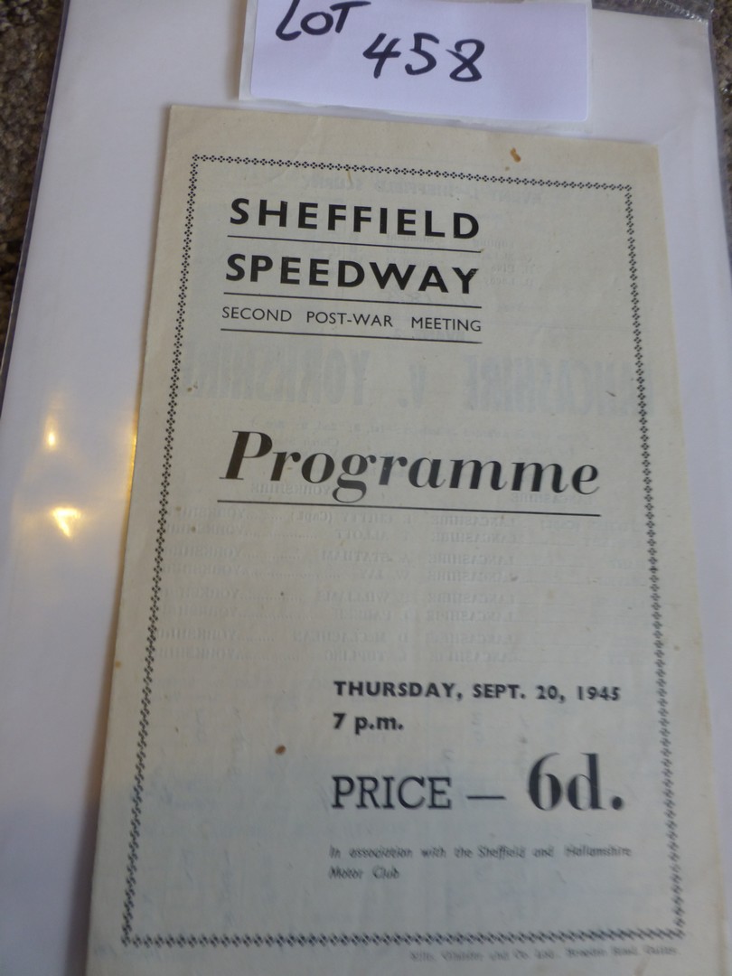 Sheffield – Lancs v Yorks 20.9.45 8 page prog, rare season.