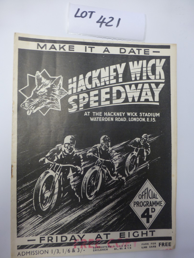 Hackney v Belle Vue + Cubs v Dagenham programme, 28.5.37, 12 pages, good cond, results marked.