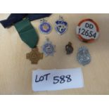 Badges – Service Vehicle Driver badge, football medals, Dennisons FC Winners 1919/20, 1913/4, 1912/