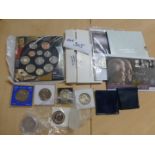 GB sets, commemorative coins, few coin covers, does include 2009 set with Kew Gardens 50p, face