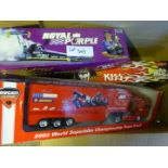 Large scale models incl Kiss-Dragster Superbike Truck, 2 other dragsters, Chrono-Proton, all