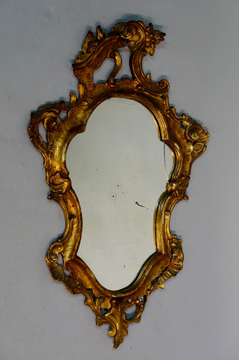 A giltwood Rococo style wall  mirror the