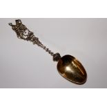 A Dutch silver gilt spoon with plain bow