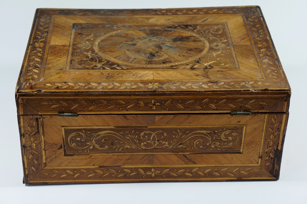 A George III straw-work box, the hinged - Image 7 of 8