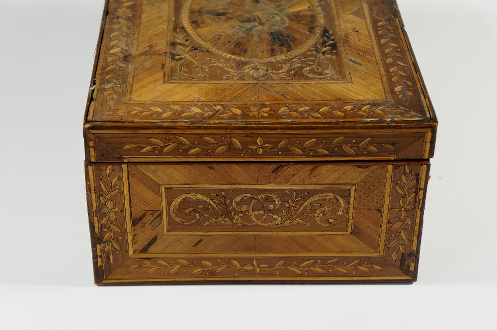 A George III straw-work box, the hinged - Image 6 of 8