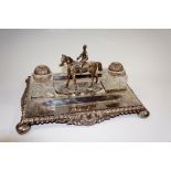 A good Edwardian silver plated inkwell t