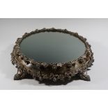 A Victorian silver plated mirror topped