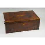 A George III mahogany box the hinged lid