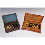 Two Staunton pattern chess sets containe