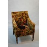 A George IV mahogany framed armchair plu