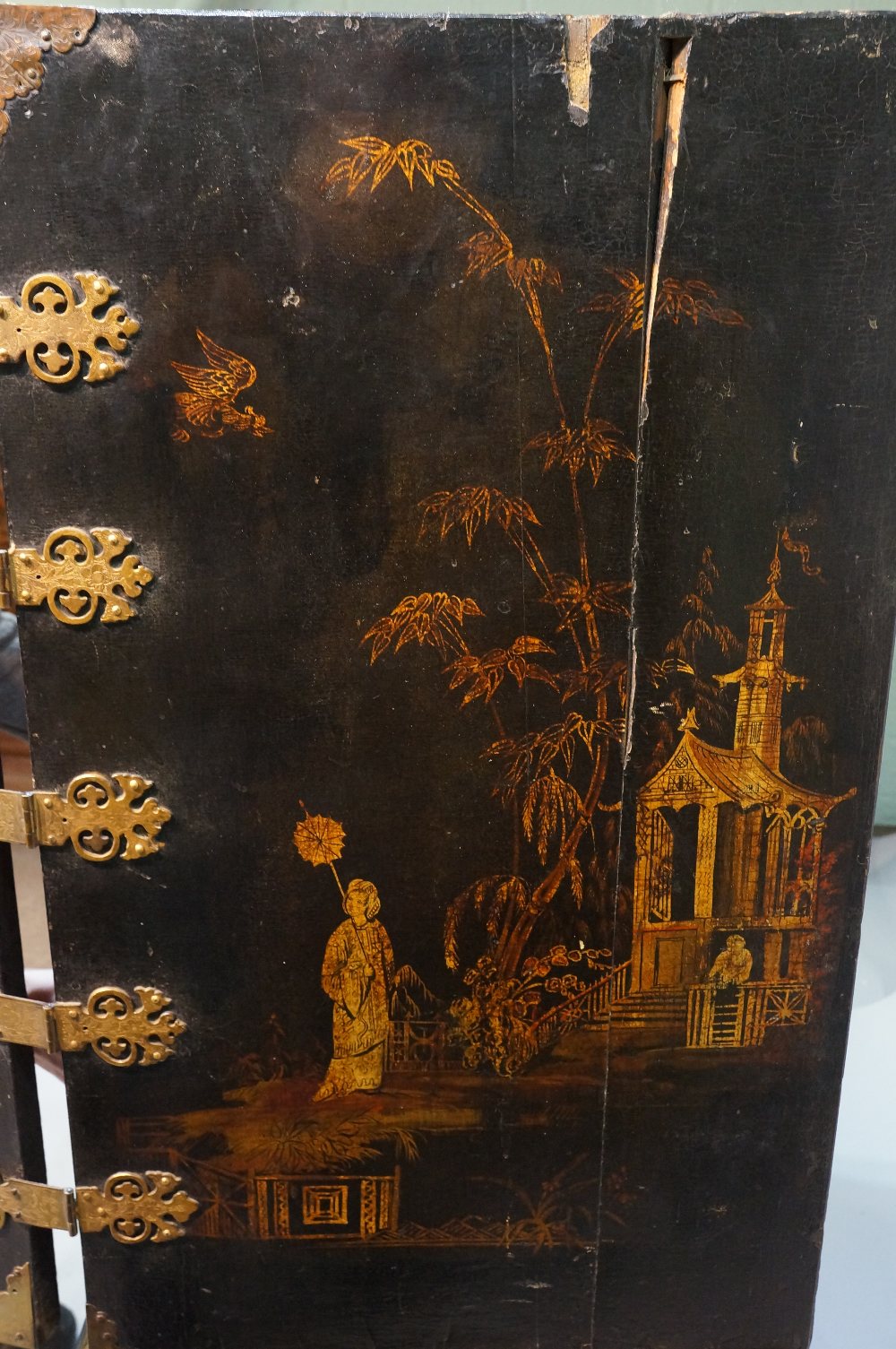 A Chinese black lacquer cabinet on stand - Image 7 of 15