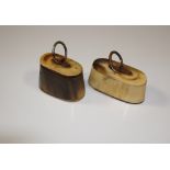 Two 19th Century oval horn boxes and cov