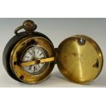 A 19th Century brass factory timing clock ? the drum shaped cylindrical case hinged with key