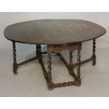 An oak gateleg table in late 17th Century style,