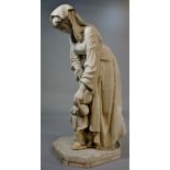 A 19th Century white marble figure of a mother and infant,