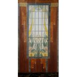 Raymond De Beer - an Art Deco painted furnishing panel of a stylised window and drapes within burr