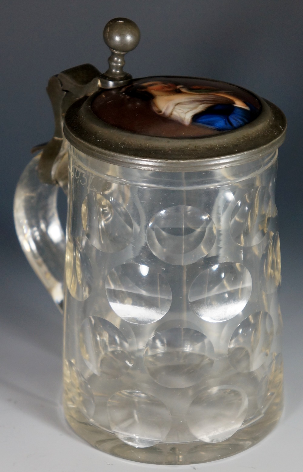 A Victorian glass beer stein,